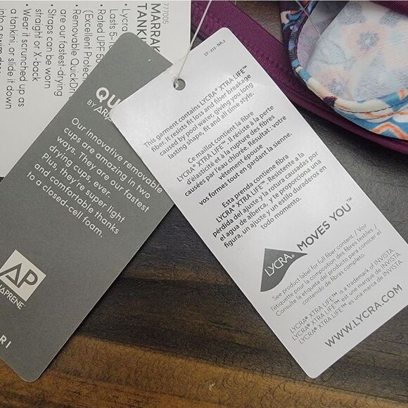 Athleta Marrakesh Side Scrunch Tankini Lycra UPF 50+ Maroon Quickdri 32D/DD - Picture 6 of 8